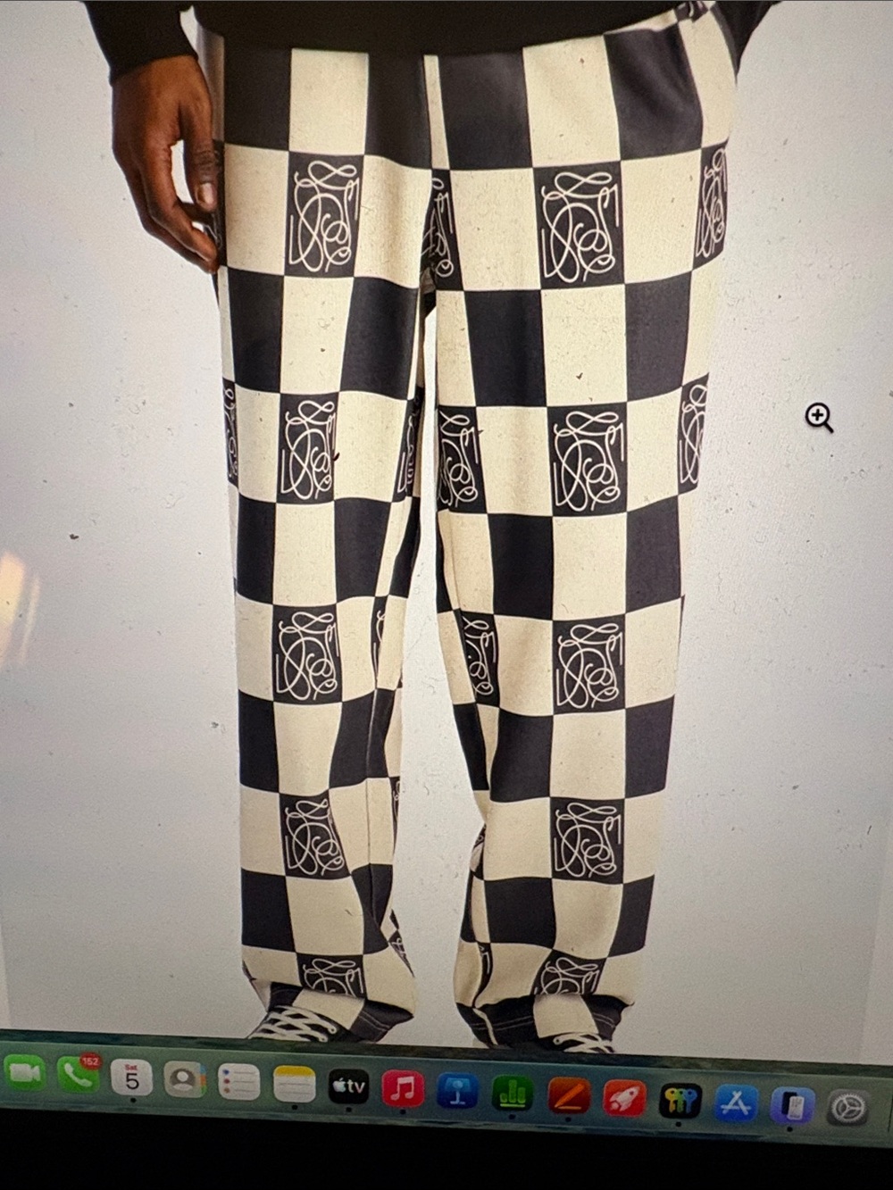 Fashion Nova Black & Cream Checkerboard Chinos